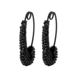 Black Rhinestone Safety Pin Earrings